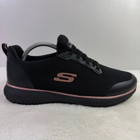 Skechers Work Squad SR Slip-Resistant Sneaker Black/Rose Gold Women’s Size 11 - Picture 1 of 10